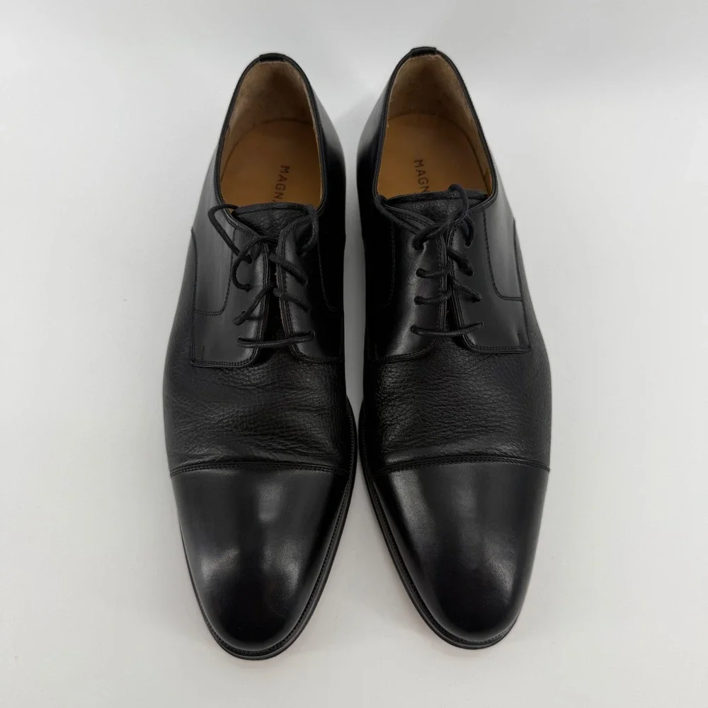 Magnanni Daniel Cap Toe Derby Black Leather Dress Shoes 13316 Mens 10.5 M Spain